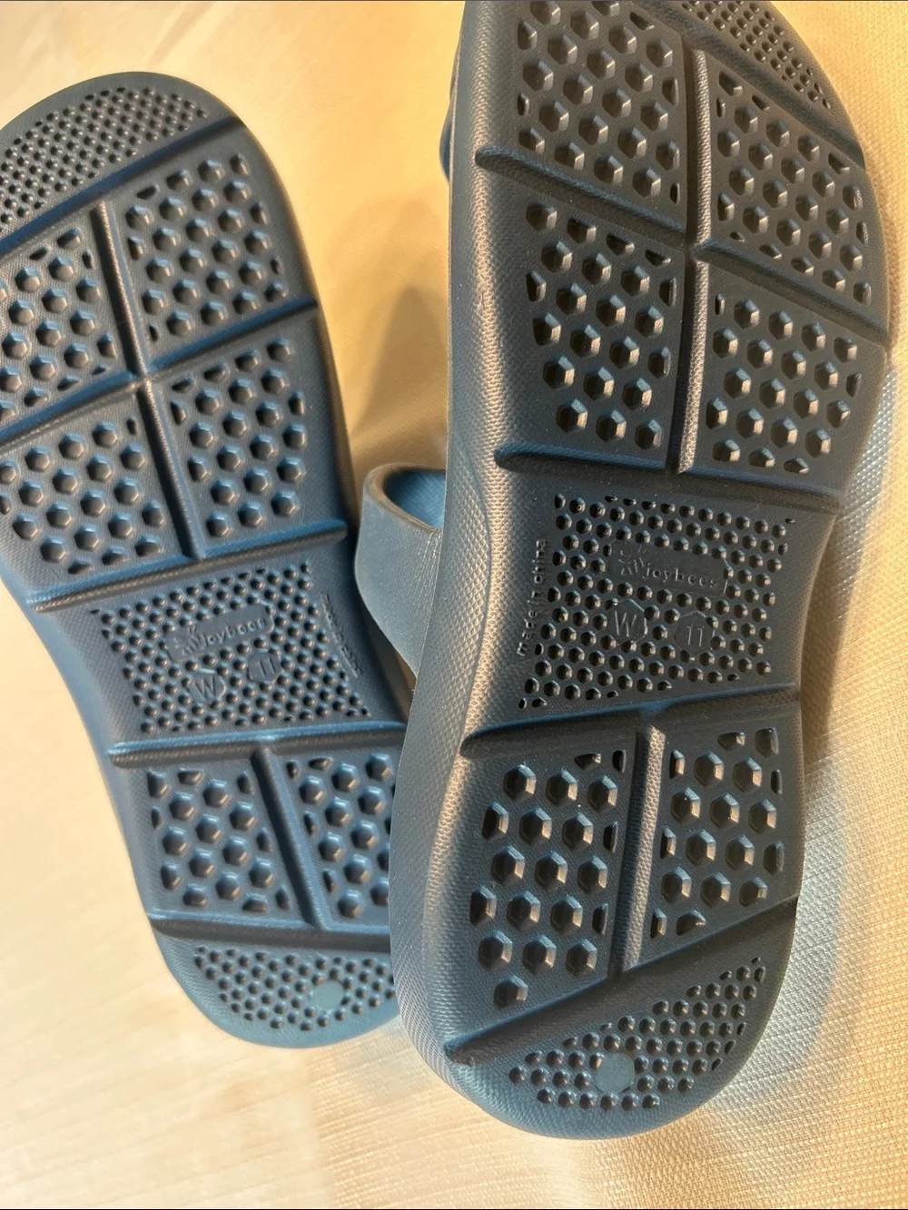 Joybees Blue Slide Sandals with Honeycomb Footbed